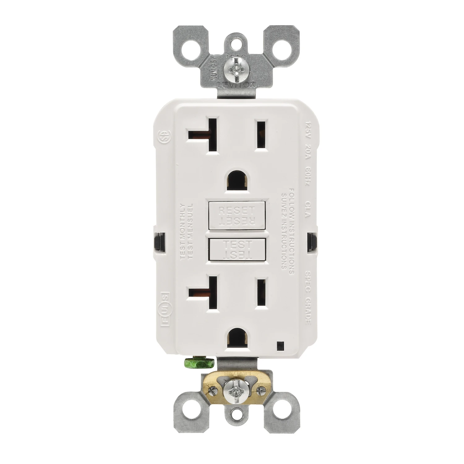 Leviton 20 amps 125 volt White GFCI Outlet 5-20R 1 pk