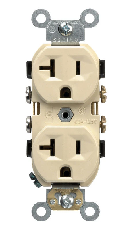 Leviton 20 amps 125 volt Duplex Ivory Outlet 5-20R 1 pk