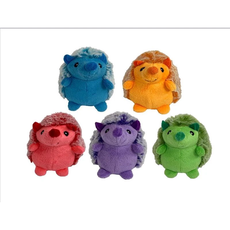 Minipet Mini Plush Squeaky Plush Hedgehog Dog Toy, 4 In.