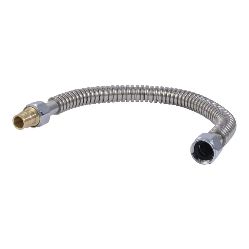 PEXA Water Heater Connector, Flexible Stainless Steel, 3/4 PEXA Brass Expansion x 3/4 FIP x 18 In.