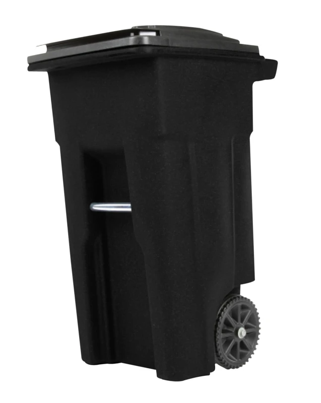 Wheeled Trash Can & Lid, Black, 32 Gallons