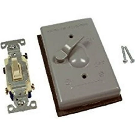 1718527 Weatherproof Toggle Switch Cover with Switch, Gray, Die Cast Metal
