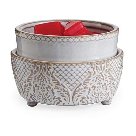 2-in-1 Classic Fragrance Warmer In Vintage White For Candles And Wax Melts