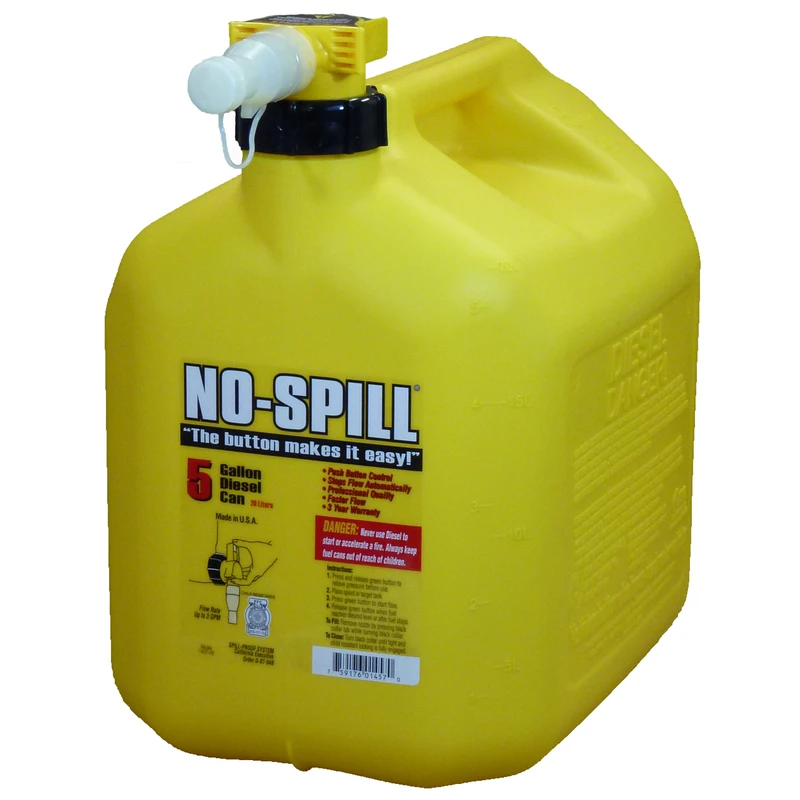 Diesel Fuel Can, View Window, CARB Compliant, Yellow, 5 Gallons