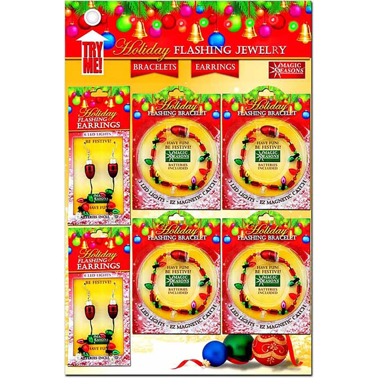 LED Flashing Christmas Bracelet & Earrings