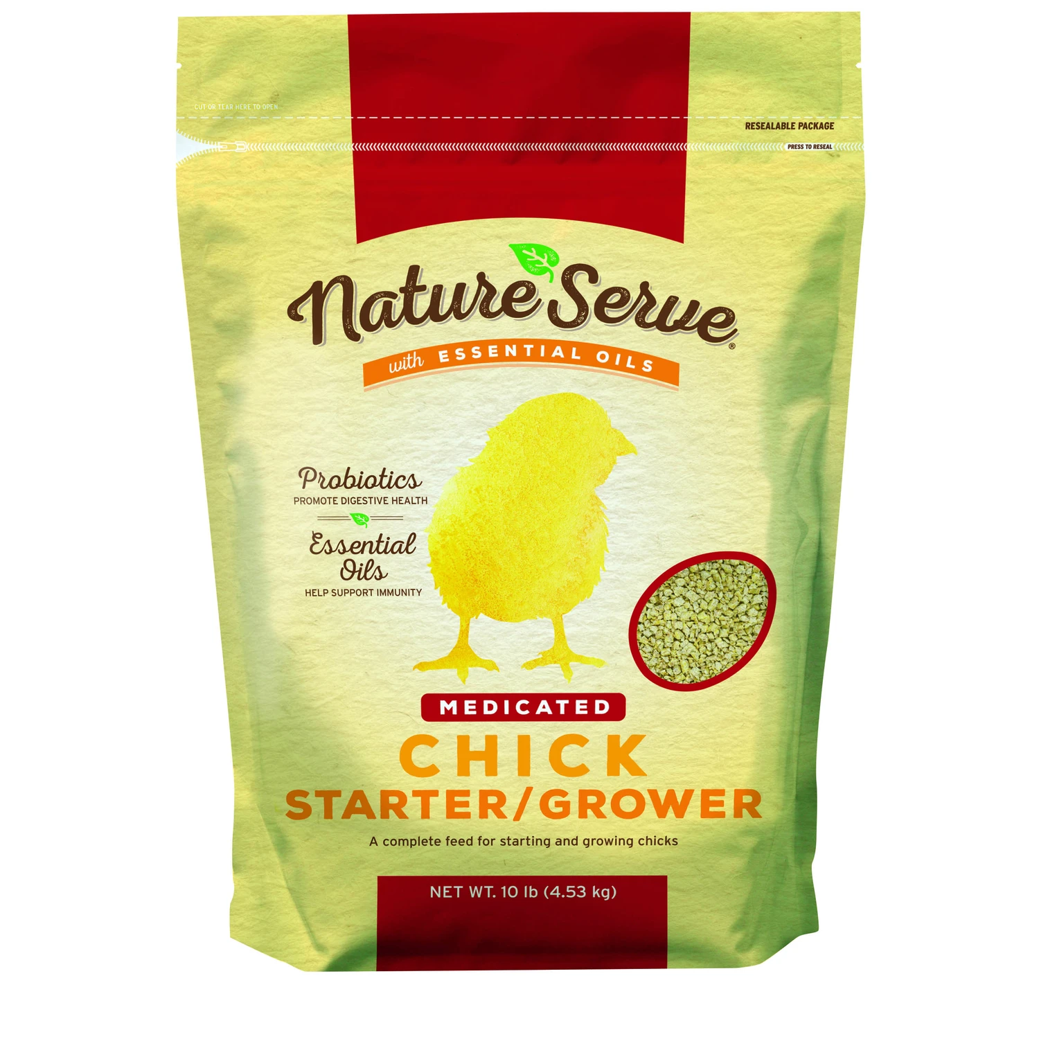 Medicated Chick Starter Grower Feed with Essential Oils, 10 Lbs.
