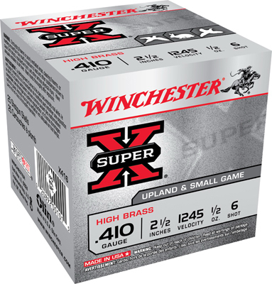Super X .410 Gauge High Brass Shotgun Shells, 2.5", #6 Shot, 25 Rounds