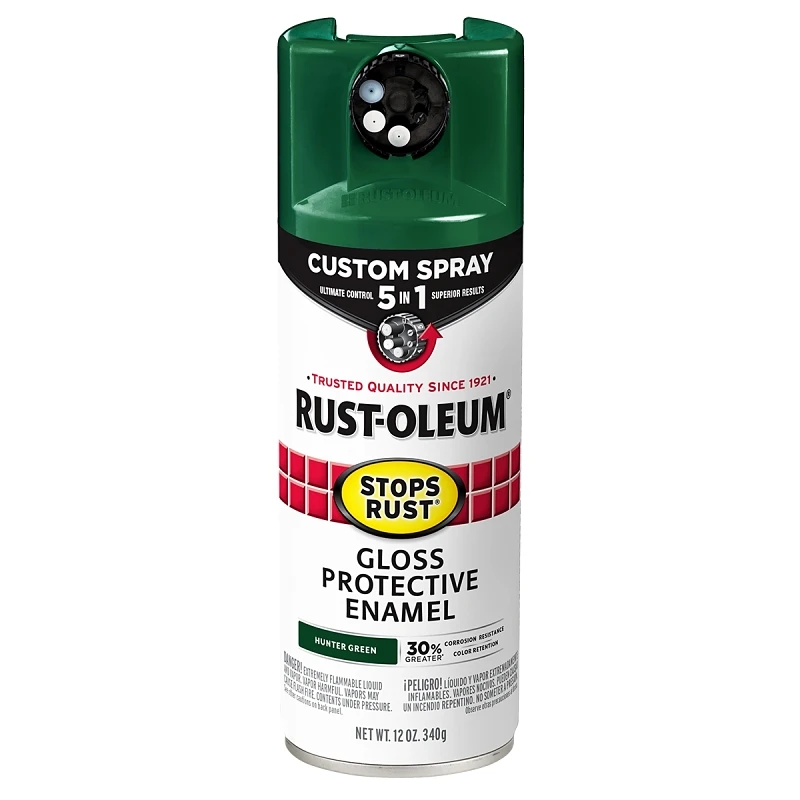 Stops Rust Custom Spray 5-in-1 Spray Paint, Gloss Hunter Green, 12 oz.
