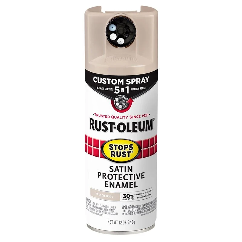 Stops Rust Custom Spray 5-in-1 Spray Paint, Satin French Beige, 12 oz.