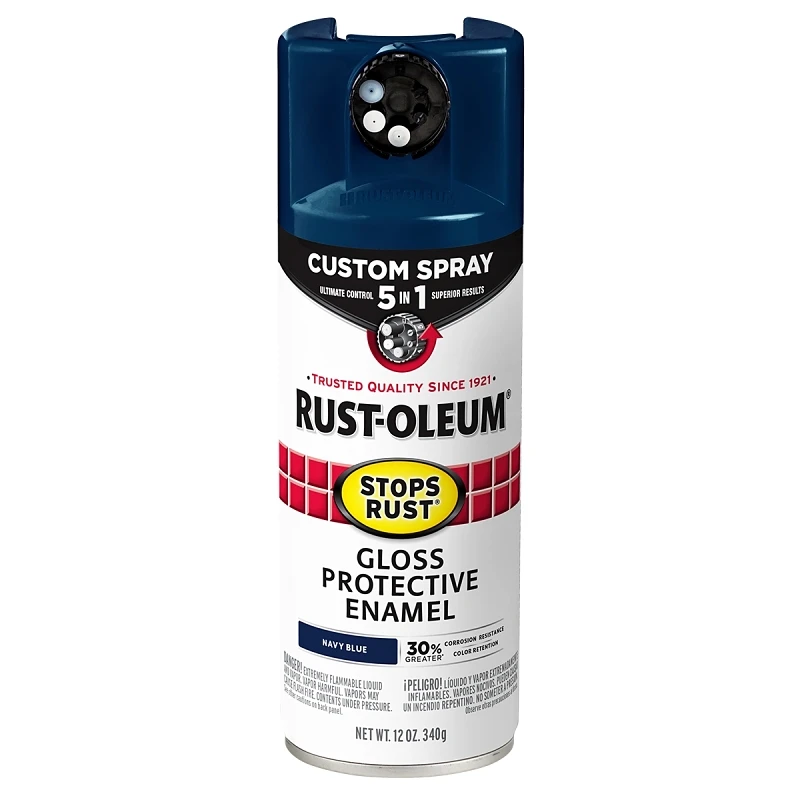 Stops Rust Custom Spray 5-in-1 Spray Paint, Gloss Navy Blue, 12 oz.