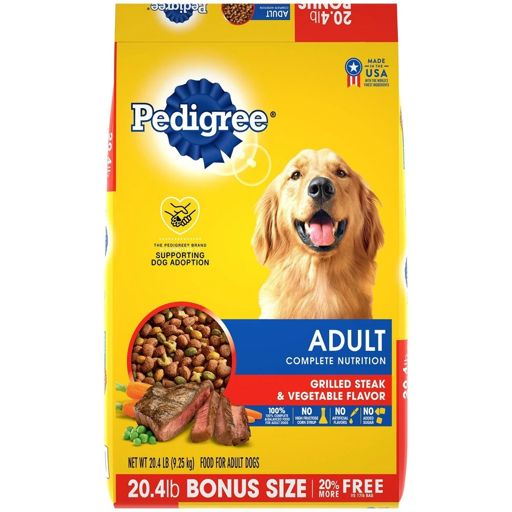 Complete Nutrition Dry Adult Dog Food, Steak, Vegetable, 18 Lb.