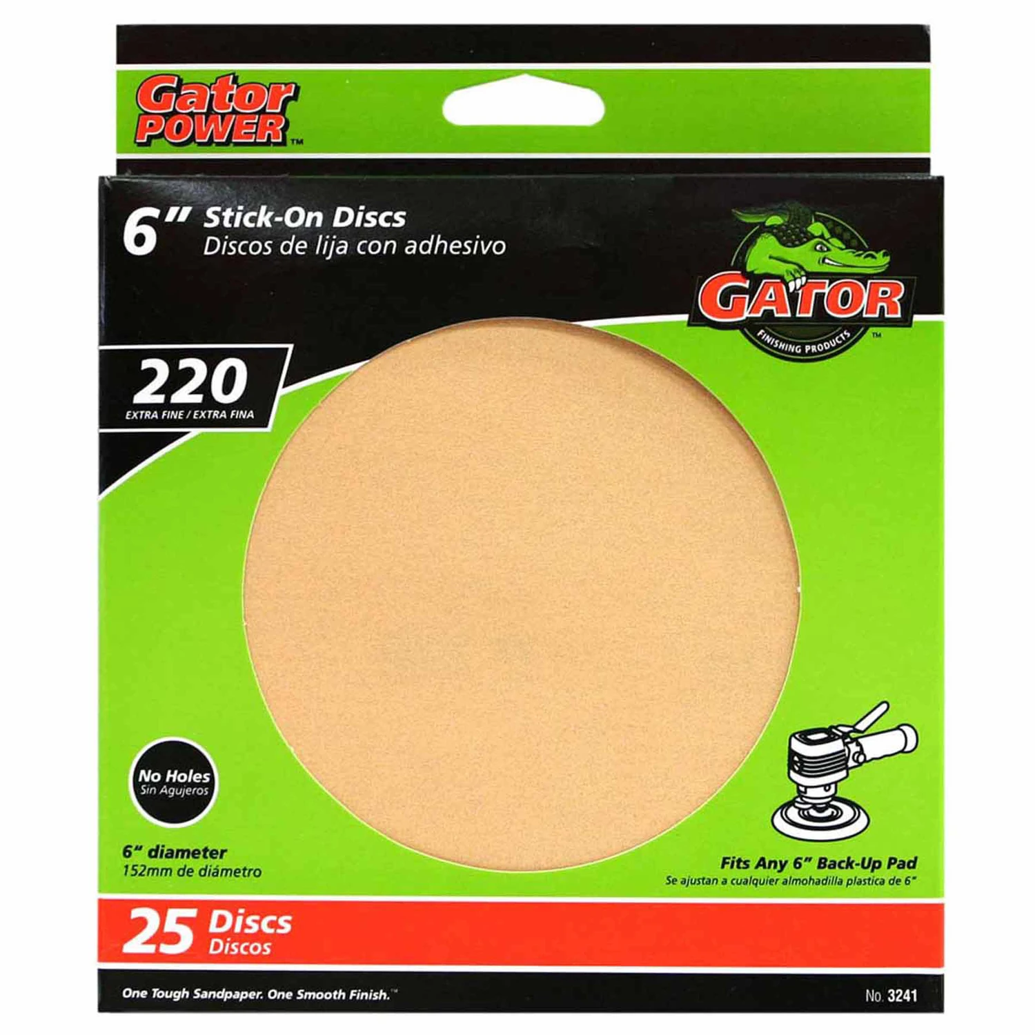 GoldFlex Stick-On Sanding Discs, 220 Grit, 6 In., 25-Pk.