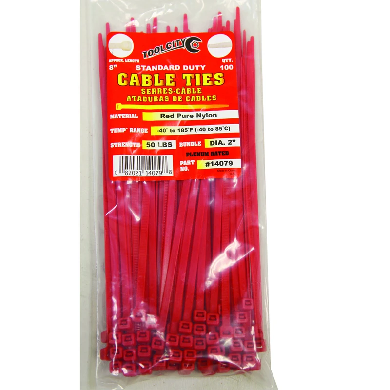 Tool City 8 in. L Red Cable Tie 100 pk