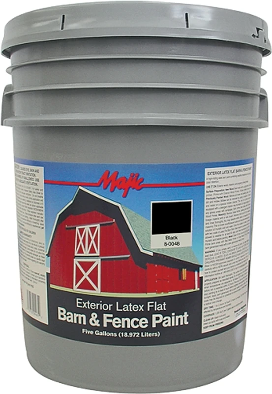 Barn & Fence Latex Paint, Flat, Black, 5 Gallon