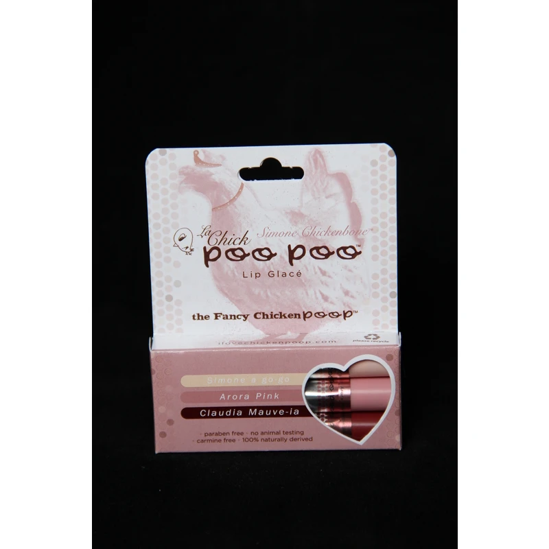 Simone Chickenbone Le Chick Poo Poo Assorted Scent Lip Gloss 0.15 oz. 3 pk