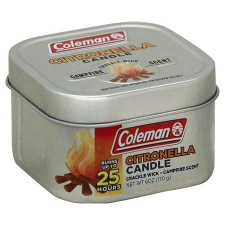 Campfire Scented Citronella Candle, Model #7715, 6 Oz. Tin With Crackle Wick