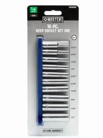 10-Pc. SAE Deep Socket Set, 1/4 In. Drive