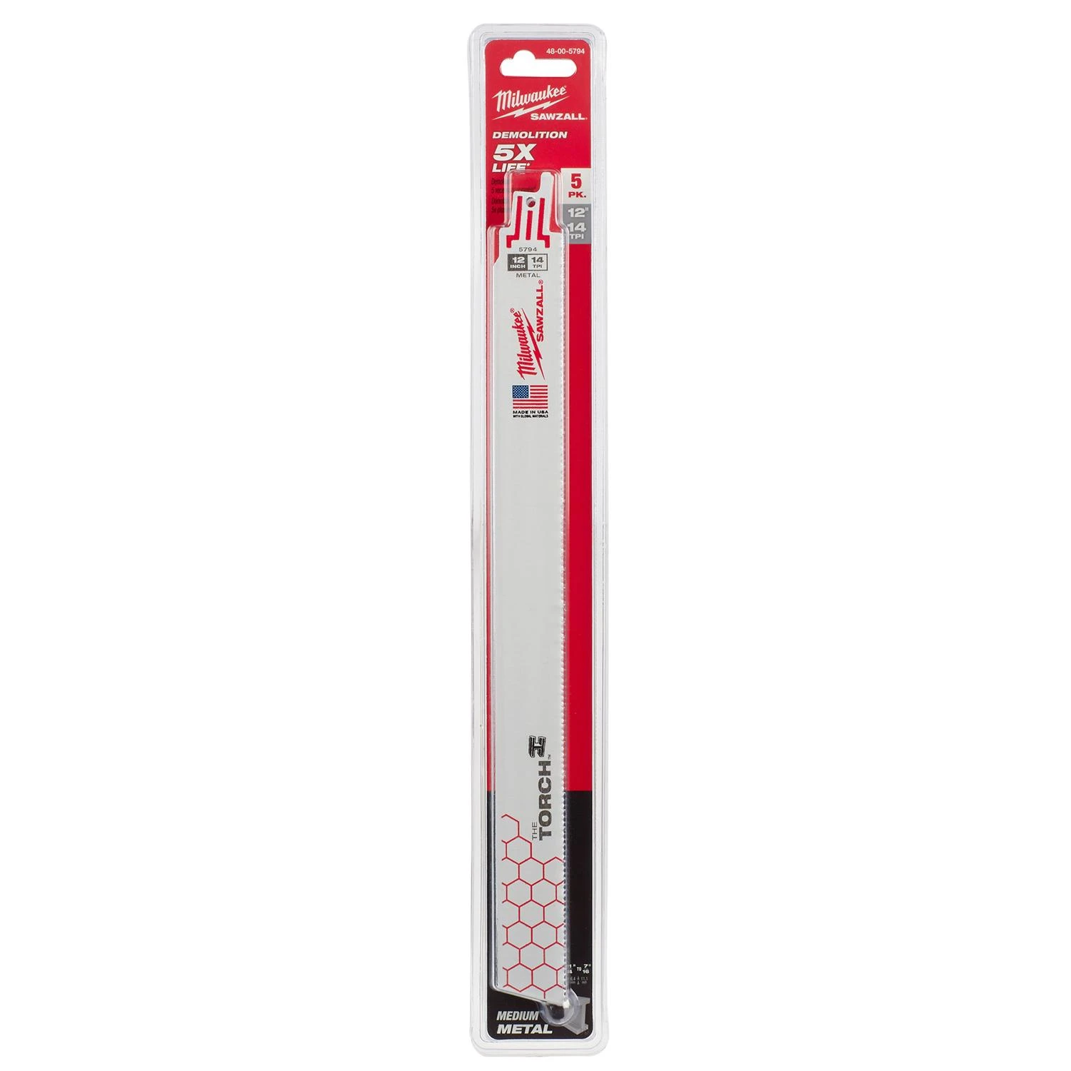 Sawzall The Torch Reciprocating Saw Blades, 14 TPI, 12 In., 5-Pk.