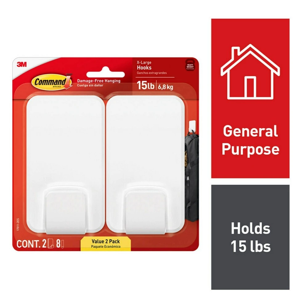 15 Lb. XL Utility Hooks, White, 2-Pk.