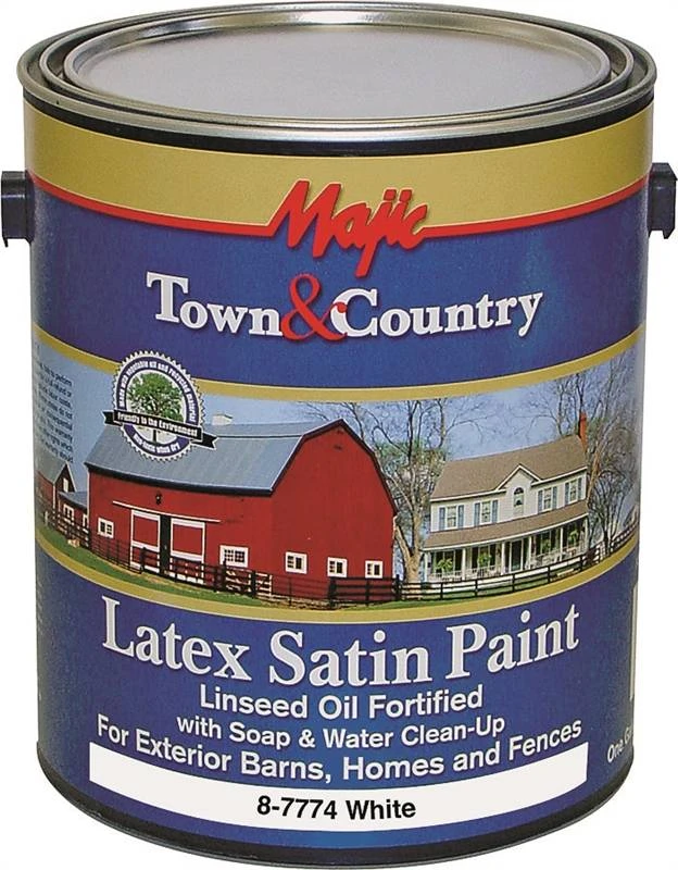 Town & Country Exterior Paint, Satin Latex, White, Gallon