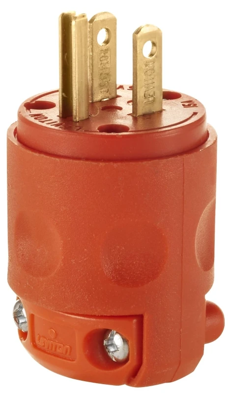 15a 125v 3-wire 2-pole Residential Grade Cord Plug, Orange
