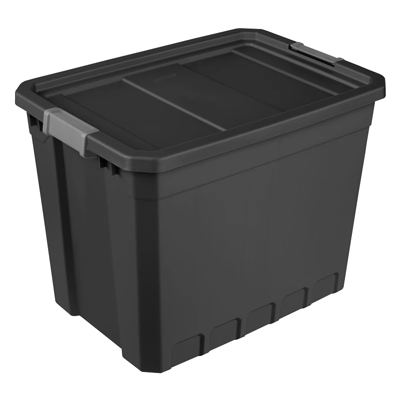 Modular Stacking Storage Tote, Black, 27 Gallon