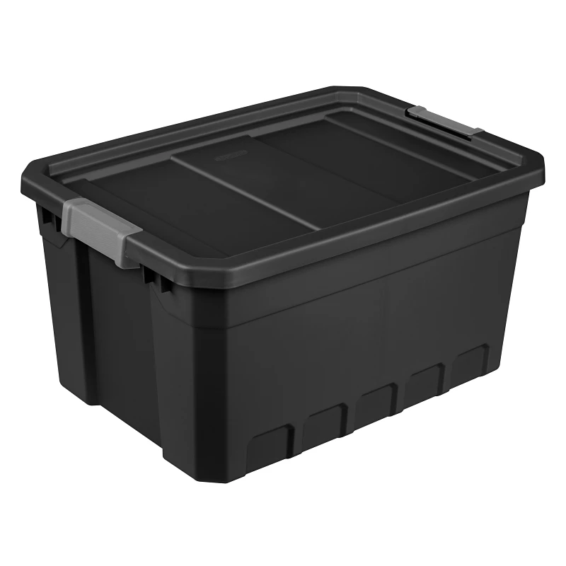 Modular Stacking Storage Tote, Black, 19 Gallon