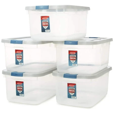 Roughneck Clear Storage Bin, Break-Resistant, Stackable, 50 Qt.