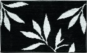 Microfiber Leaves Bath Rug, 34 X 21, Black And White