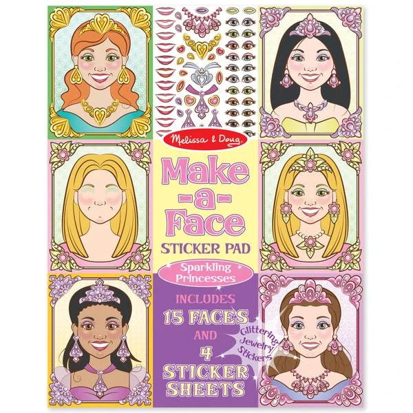 Make-a-face Sparkling Princesses Sticker Pad - Creative Play Set