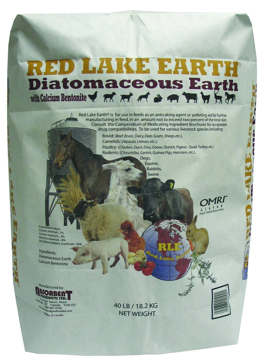 Red Lake Diatomaceous Earth With Calcium Bentonite, 40 Lbs - W102
