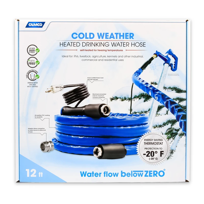 Camco 12 Ft. Taste Pure Heated Drinking Water Hose, 5/8 Inch Diameter, Model 22910