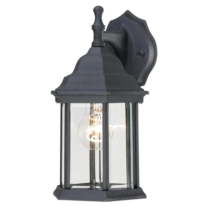 Outdoor Wall Light Fixture, Textured Black Aluminum