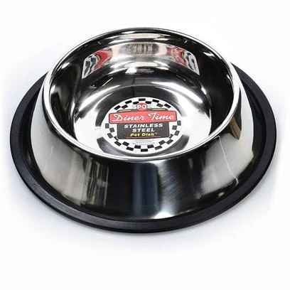No-Tip Stainless Steel Dog Dish, Mirror Finish, 16 oz.
