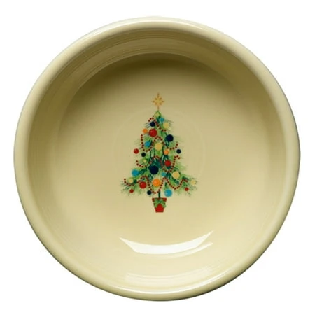 Christmas Tree Cereal Bowl - Ivory Ceramic Holiday Dinnerware
