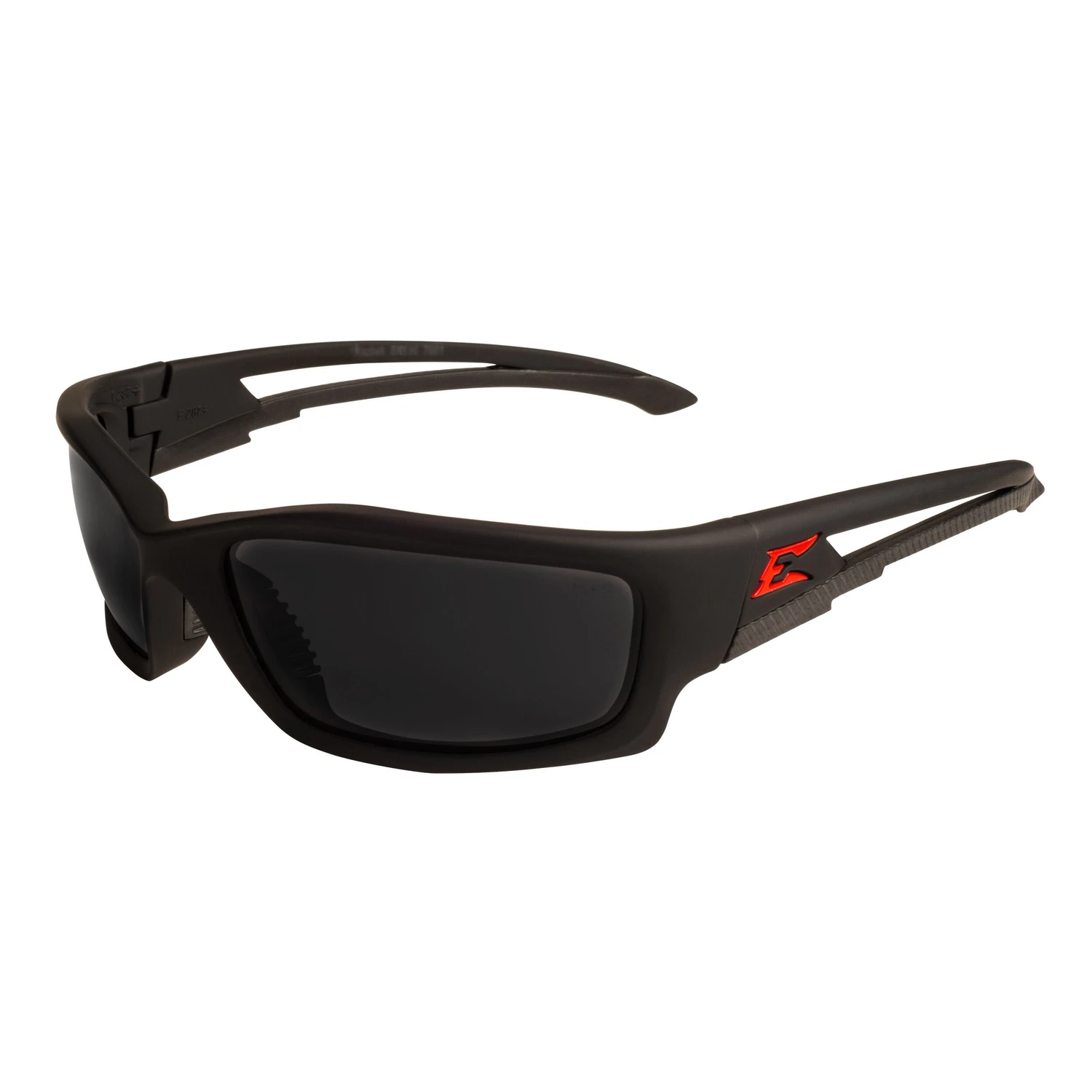 Edge Eyewear Kazbek Torque Red E Matte Black Frame Safety Glasses with Polarized Smoke Lens