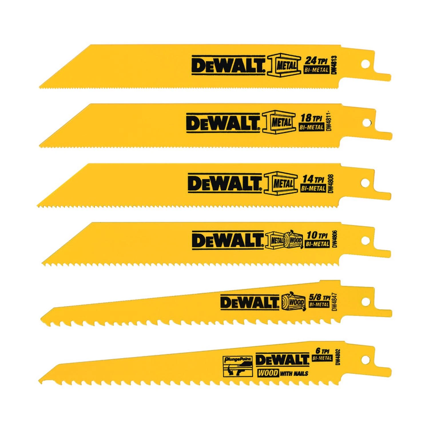 6-Pc. Wood-Cutting Reciprocating Saw Blade Set