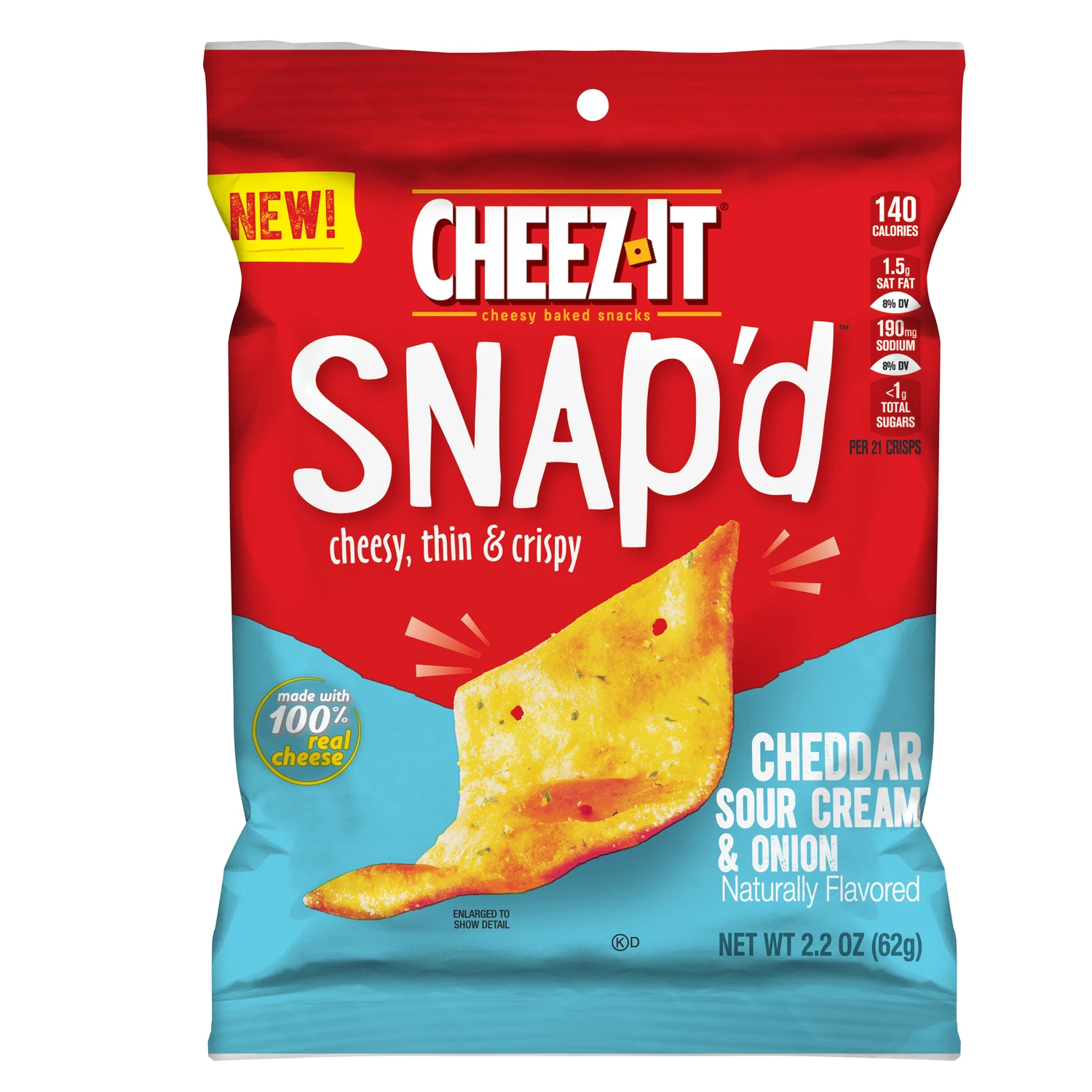 Snap'd Cheddar Sour Cream & Onion Crackers, 2.2 oz.