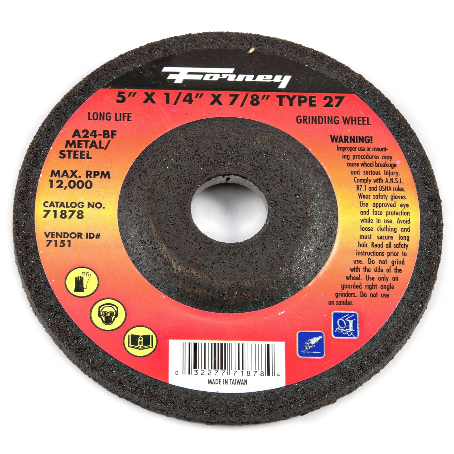 Type 27 5 In. X 1/4 In. X 7/8 In. Metal Grinding Wheel