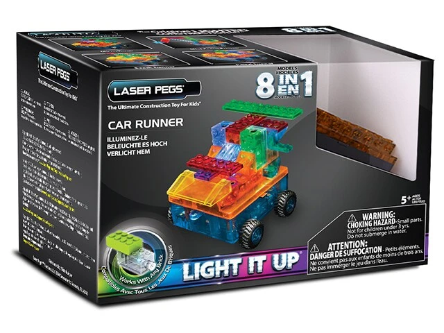 Lighted Construction Toy - 8-in-1 Car Runner Kit, Multicolor