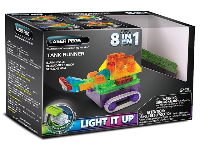 Lighted Construction Toy - 8-in-1 Tank Runner Set, Multicolor