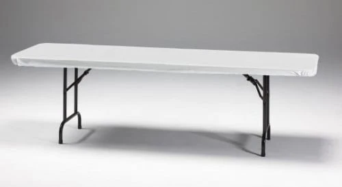 Stay-Put Table Cover, White, 8 Ft.