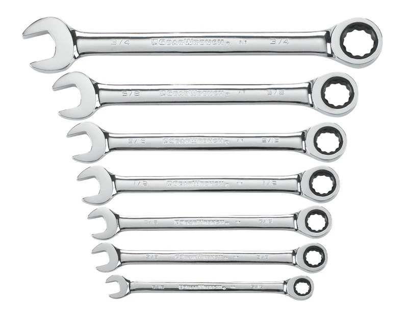 7-Pc. Ratcheting Combination SAE Wrench Set, 72-Tooth 12-Point