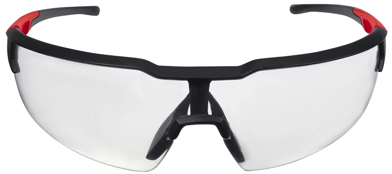 Safety Glasses With Clear Anti-scratch Lenses, Red/black Frame, Model 48-73-2010