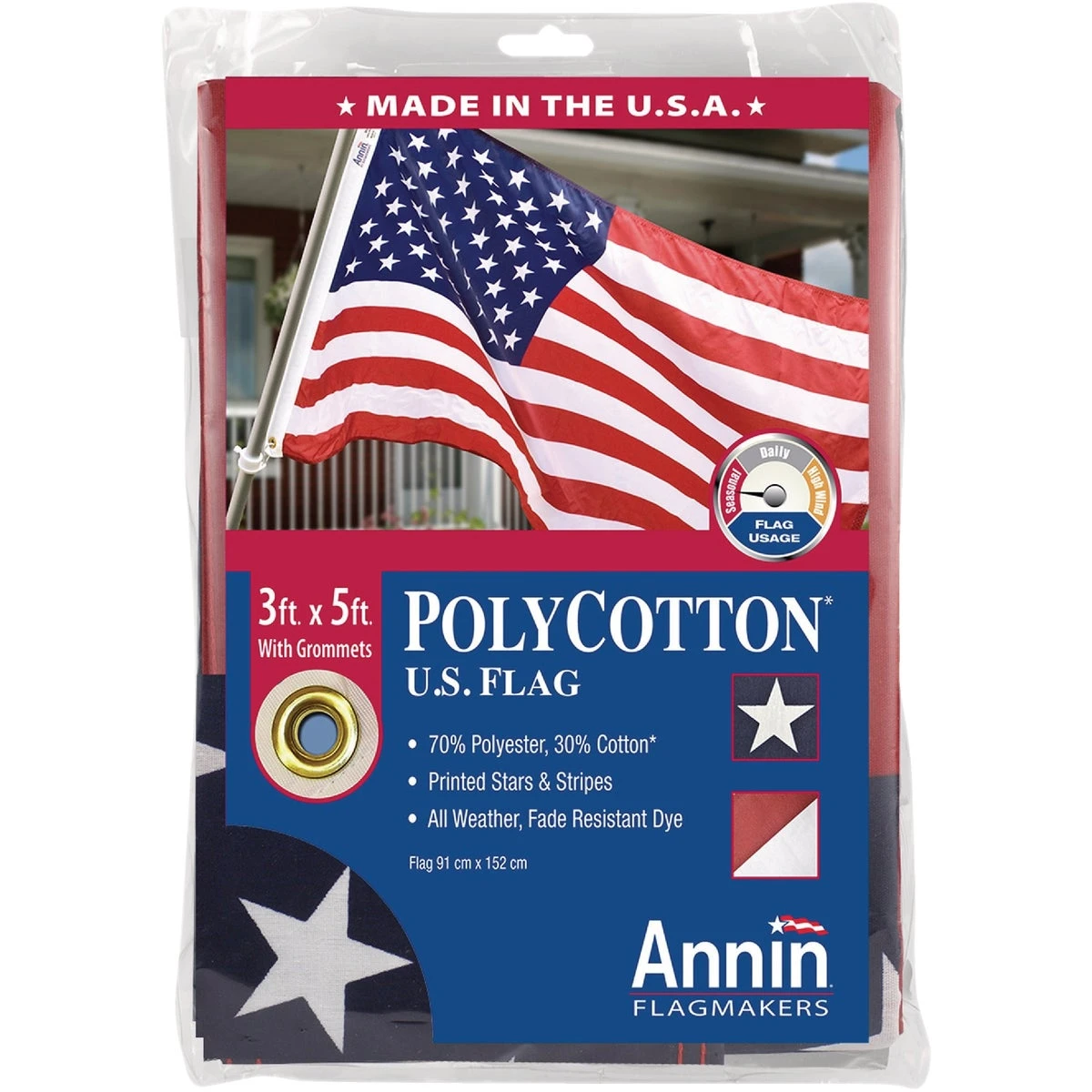 001145R 3 x 5 ft. Polycotton US Flag
