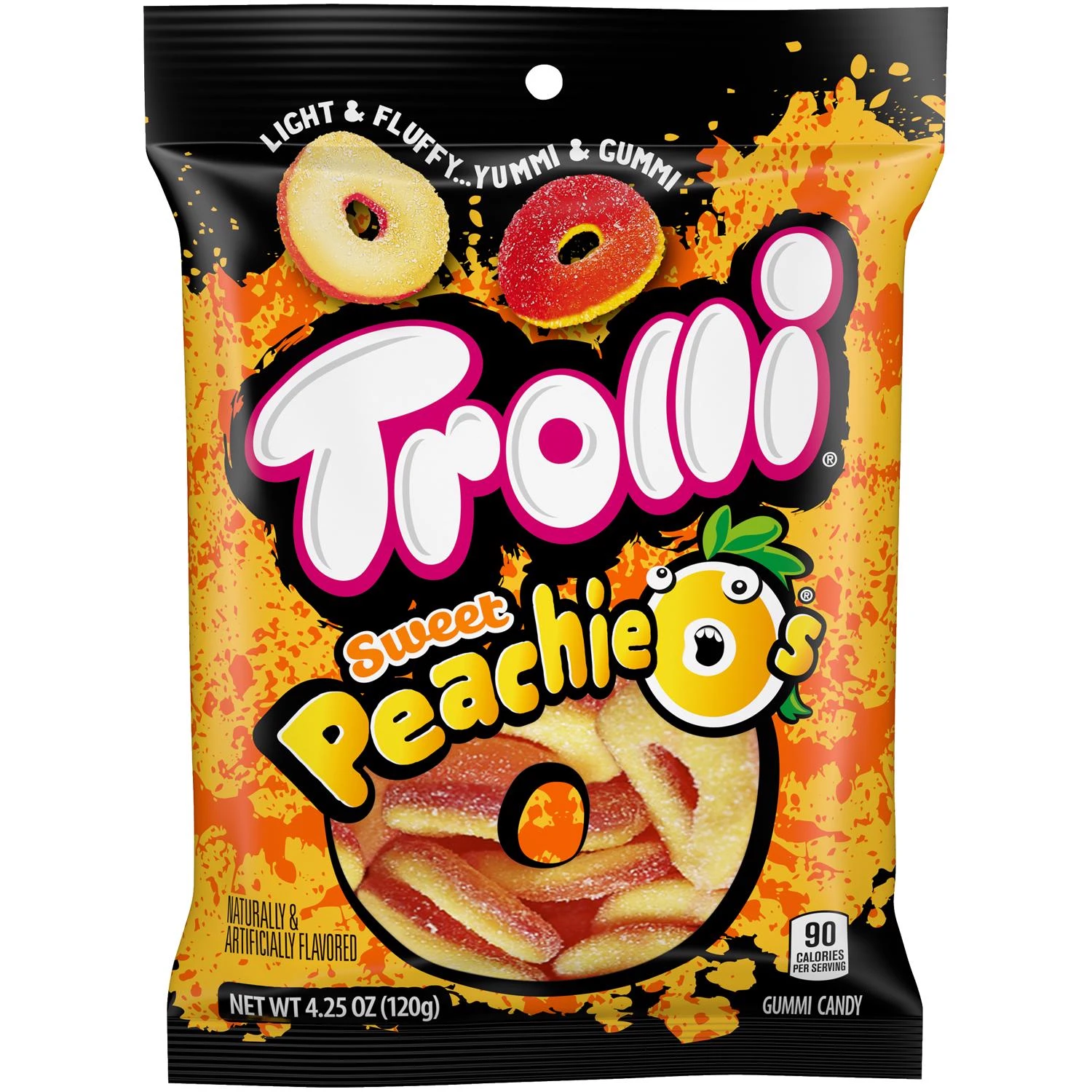 Peachie O's Gummy Rings, Peach, 4.25 oz.