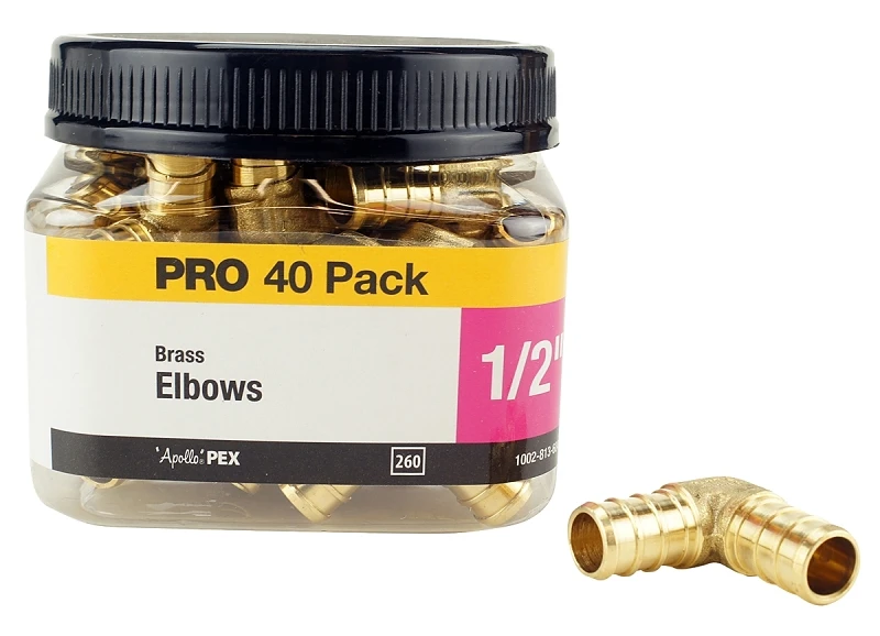 1/2 in. Brass PEX Barb 90° Elbow Jar (40 Pack)