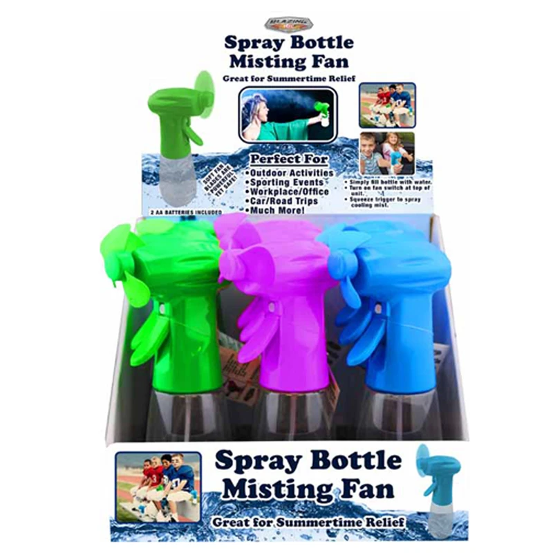 Spray Bottle Misting Fan, Assorted Colors, Includes Batteries