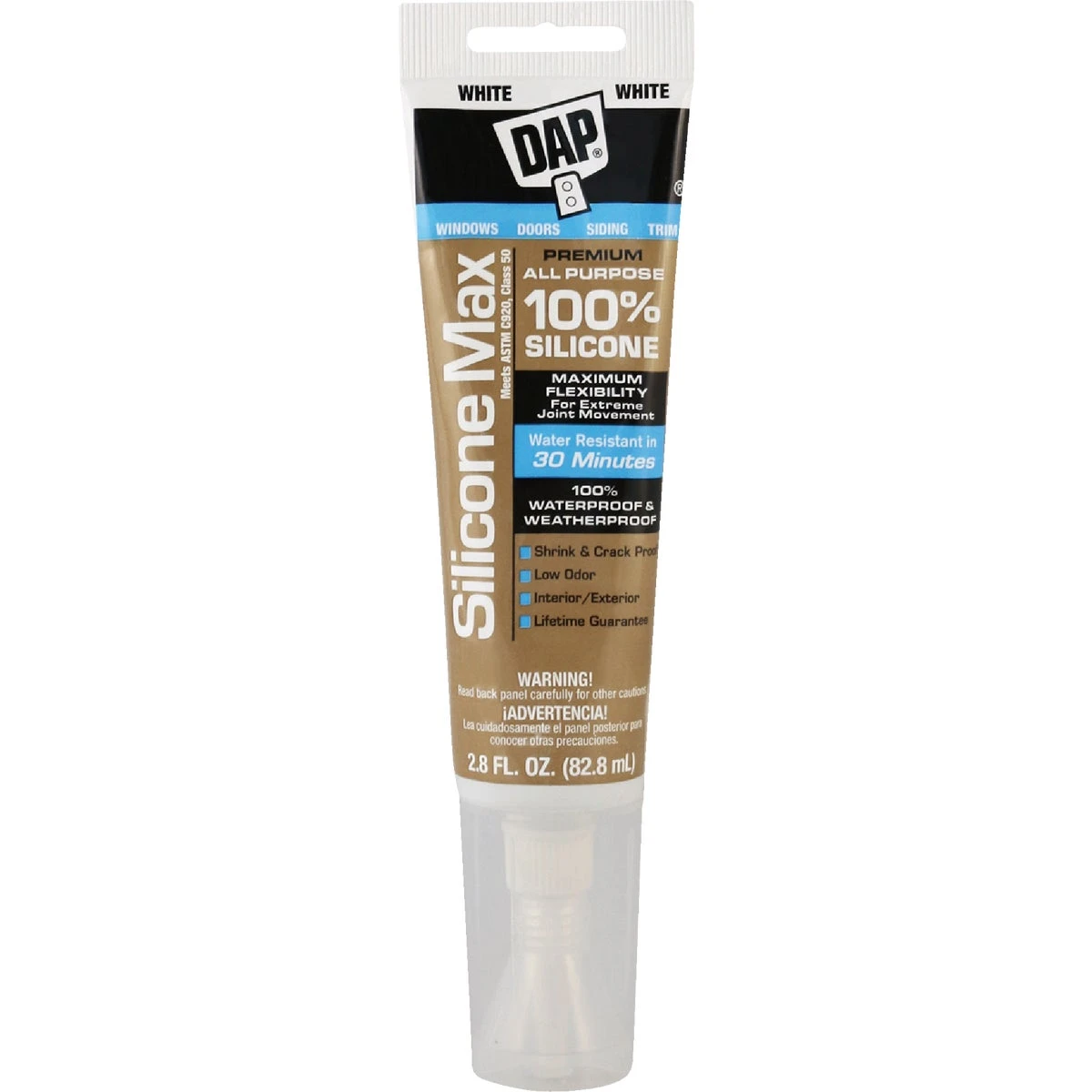 Silicone Max Premium Window & Door Sealant, White, 2.8 oz.