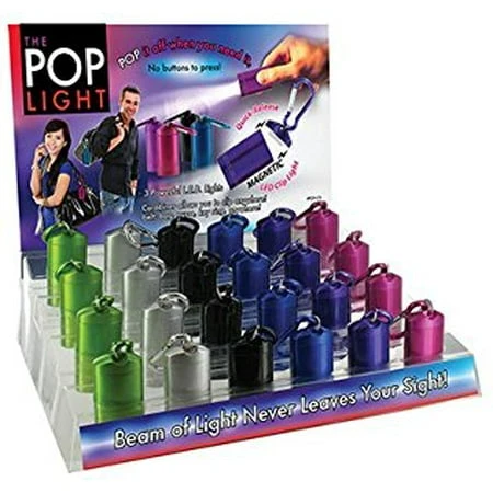 Pop Magnetic Led Flashlight With Carabiner - Case Of 24 Assorted Colors